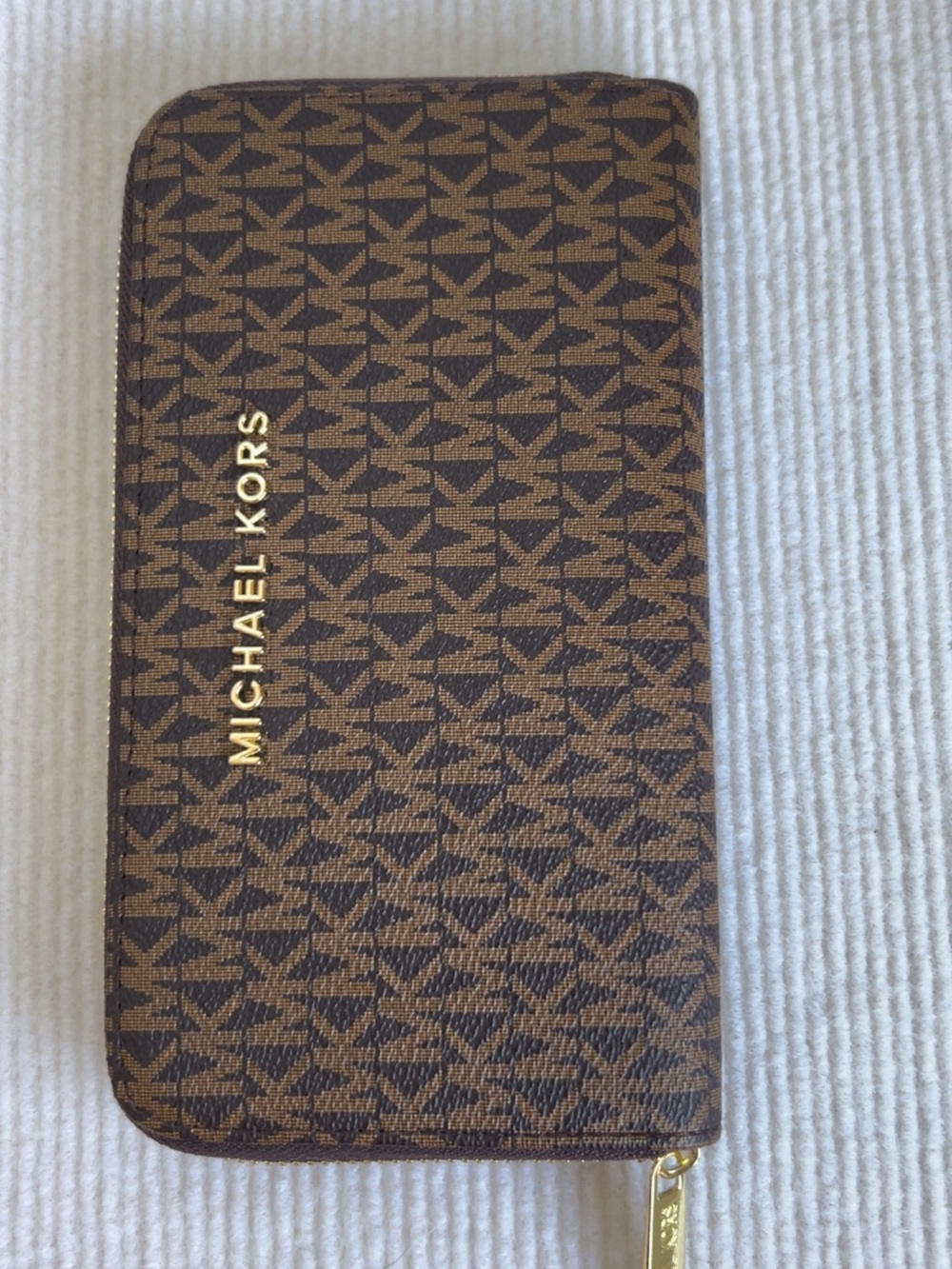 Portefeuille Continental Michael Kors Jet Set Signature Marron